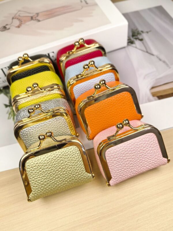 Wholesale Mini Metal Clasp Jewelry Pouch Pu Lychee Pattern Women's Lock Buckle Jewelry Key Earphone Storage Bag Multifunctional Coin Purse