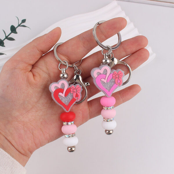 Wholesale Handmade Silicone Heart Bag Charm Keychain Valentine Gift