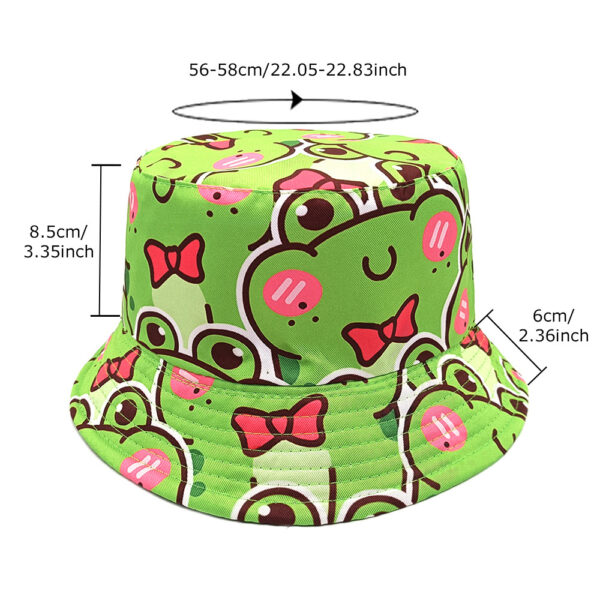 Wholesale Cartoon Frog Print Bucket Hat for Beach Travel Sun Protection