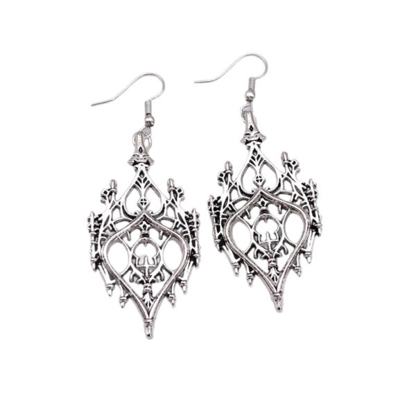 Wholesale Gothic Hollow Castle Earrings Zinc Alloy with Silver Finish Fashion Accessory for Everyday Wear