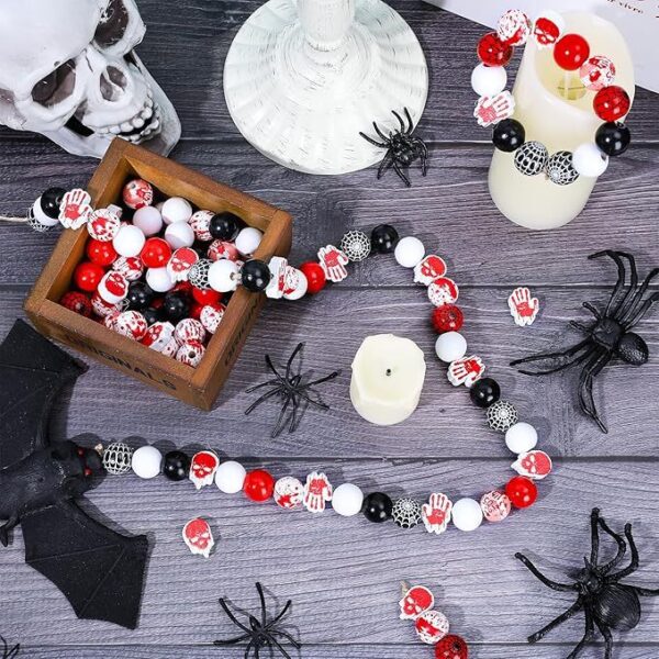 oly-8aa8542aebd2235a1d55446d57c50dc8 Wholesale Wooden Halloween Spider Web Grid Pattern Loose Beads DIY Craft Supply for Jewelry Making Gift Resale