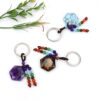 oly-8b38af8c3704c2d4d4a7c48907627a39 Wholesale Natural Crystal Stone Hexagram Keychain Pendant with Chakra Beads Decorative Bag Accessory