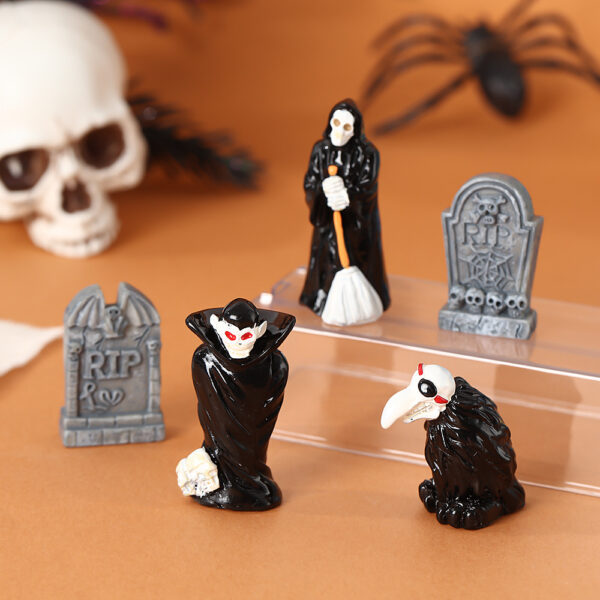 Wholesale Halloween Dark Resin Figurine Set - Grim Reaper Tombstone Decor for Party & Gift