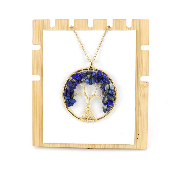 Wholesale Handmade Tree of Life Necklace Gold Tone Natural Crystal Chips Boutique Jewelry Gift