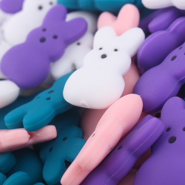 Wholesale Cute Rabbit Easter Silicone Loose Beads for DIY Jewelry Accessory