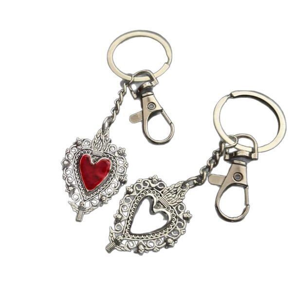 oly-8b729461f8855bc0c1d1a9c80688005c Wholesale Bohemian Gothic Sacred Heart Keychain Alloy Dark College Style Key Ring, Decorative Bag Accessory