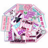 oly-8ba7ebc94082bd59eda3f5a69ff1e320 Wholesale Polyester Iron-On Patches with Pink English Letters Gold Plaid - Fashion Craft Supply for Coats