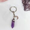 Wholesale Crescent Moon Amethyst Crystal Keychain Trendy Bag Charm for Gift or Boutique Resale