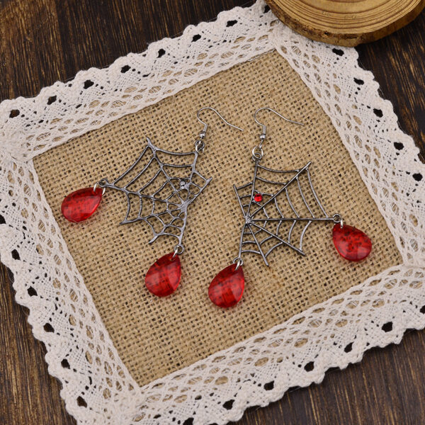 oly-8bcf2f4f961d14a0ebb71bd105726a8f Wholesale Gunmetal Black Zinc Alloy Spider Web Earrings Punk Vintage Jewelry Accessory