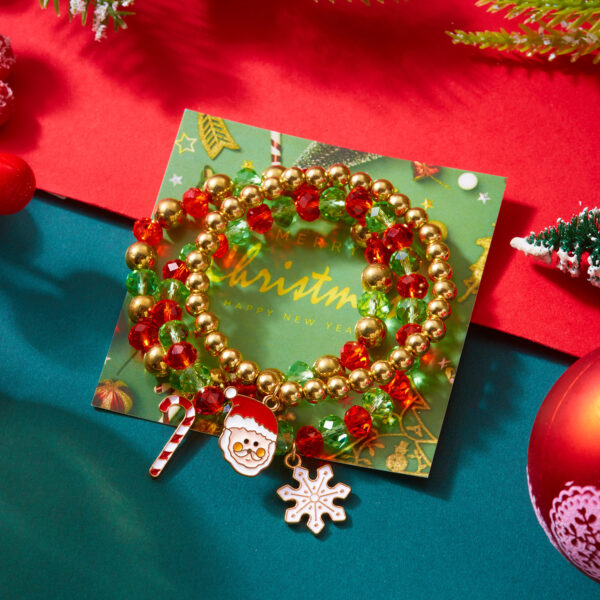 oly-8bdb7a4e5f9f38257f82a7209407e929 Wholesale Christmas Alloy Bracelet Set Snowman Snowflake Santa Pendant, Gift Idea
