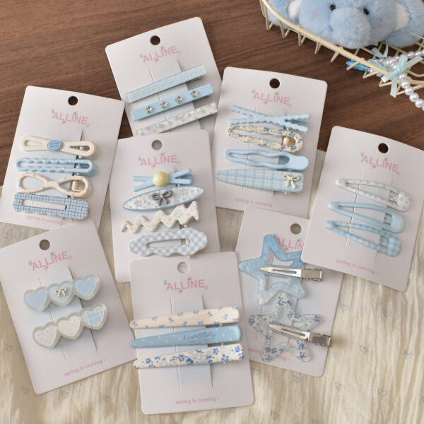 oly-8bfff965ca1c748c83e610eb8ccd6bd1 Wholesale Spring Blue Floral Metal Hair Clips 4pcs Set, Cute Hair Accessory for Everyday Styling