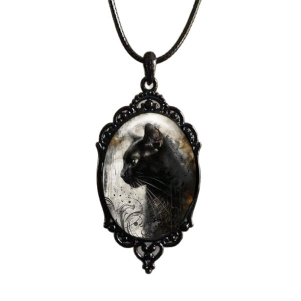 oly-8c1f6fe4431b815e59525a7ea86ab409 Wholesale Black Cat Pendant Vintage Necklace Fashion Accessory Gift Boutique Resale