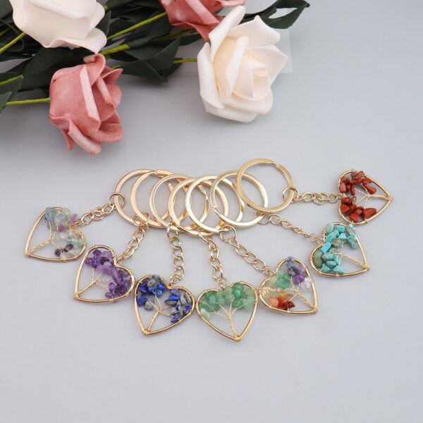 Wholesale Chakra Tree of Life Crystal Bag Charm Keychain Fashion Accessory Boutique Resale