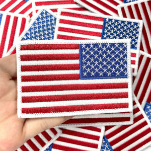 oly-8c3f904439921cfd467d759a3362cc74 Wholesale US Flag Embroidered Patch White Edge Polyester DIY Decorative Accessory for Hats Bags Resale