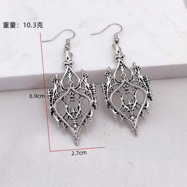 Wholesale Gothic Hollow Castle Earrings Zinc Alloy with Silver Finish Fashion Accessory for Everyday Wear