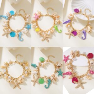 Wholesale Beach Theme Shell Starfish Seahorse Pendant Necklace Bracelet Anklet Set Fashion Accessory Gift