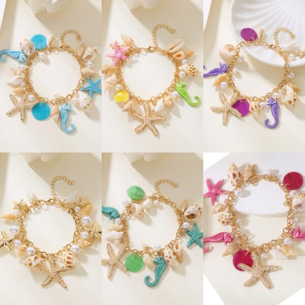 oly-8c5739b7610f35aae6433aafbdd073d0 Wholesale Beach Theme Shell Starfish Seahorse Pendant Necklace Bracelet Anklet Set Fashion Accessory Gift