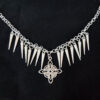 Wholesale Punk Star Pendant Necklace Silver Zinc Alloy Spiked Fringe Choker Trendy Jewelry Accessory for Casual or Gift Use