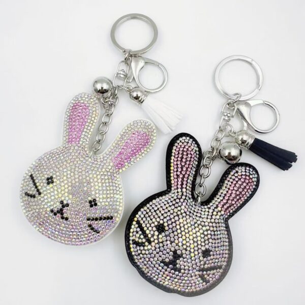 oly-8ca3780652b0989dd0722502add040d5 Wholesale Rhinestone Rabbit Keychain with Tassel and Bell - Cute Bunny Key Ring for Wedding Favor, Decorative Accessory