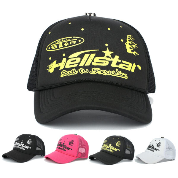 Wholesale Trendy English Letter Printed Mesh Cap Fuchsia, Adjustable, Unisex, for Gift or Boutique Resale