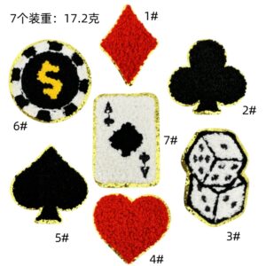 Towel embroidered poker cloth stickers 7 pack