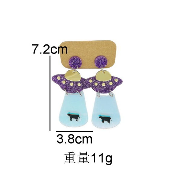 oly-8cf0599d76822581bd250023e332f91b Wholesale Novelty Acrylic Earrings with Cow, Rainbow, UFO Motifs Party Jewelry Accessory