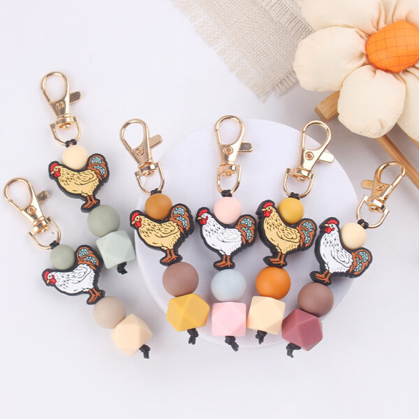 oly-8d198f5fa875af3e1bcf698f593923a4 Wholesale Silicone Cartoon Rooster Keychain DIY Handmade Bag Charm Gift for Festival
