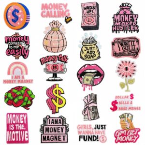 Wholesale Money Dollar Embroidered Patches Set of 20 Fashion Decorative Accessory for Boutique Resale