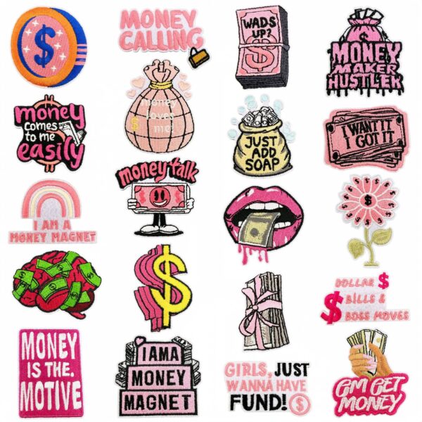 oly-8d1eb2369f91a010d79a946e4b734ea7 Wholesale Money Dollar Embroidered Patches Set of 20 Fashion Decorative Accessory for Boutique Resale