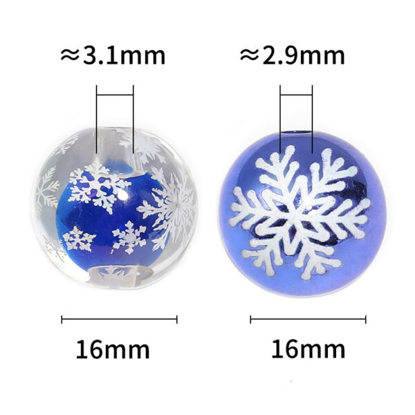 oly-8d255f9cb5a0bd7ee472751d60907914 Wholesale Christmas Acrylic Beads Metallic Snowflake Round 16mm for DIY Phone Chain Bag Charm Decorative Accessory