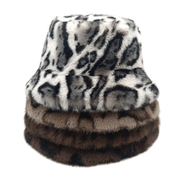 Wholesale Chic Leopard Plush Bucket Hat for Women Winter Sun Protection Boutique
