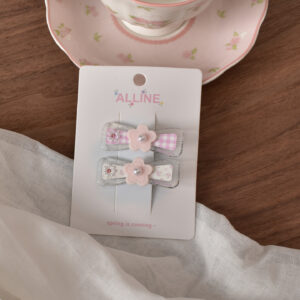 1 # Pink bow flower-2pcs