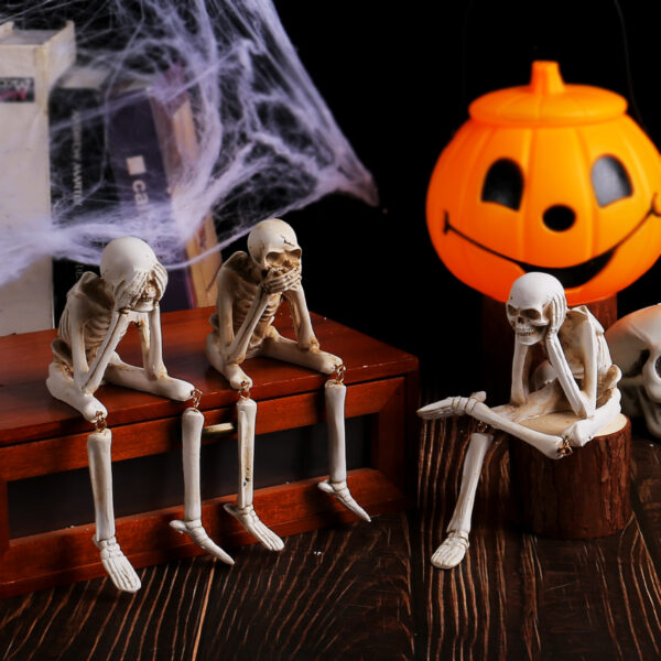 Wholesale Halloween Skeleton Resin Ornament Hear No Evil See No Evil Speak No Evil Home Decor