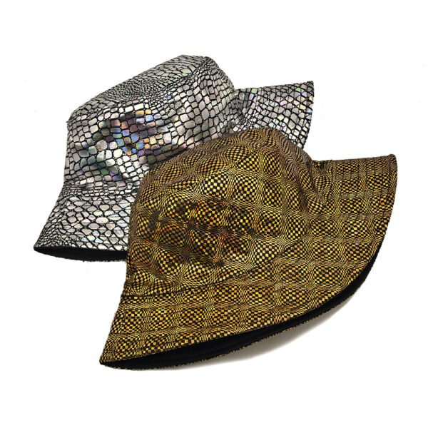 Wholesale Gold Laser Two Sided Bucket Hat for Party and Everyday Wear