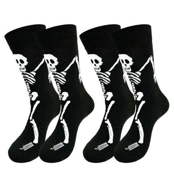 oly-8d66a547a172de4afde0f0825a0c08c8 Wholesale Polyester Cotton Mid Calf Socks Halloween Skeleton Claw Cartoon Print Unisex Casual Fashion Socks