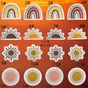 Bohemian sun fabric patch set - 16 pieces