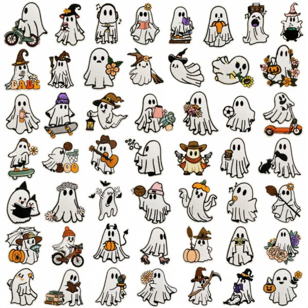 Wholesale Cartoon White Ghost Embroidered Patch for DIY Clothing and Fashion Accessory Resale