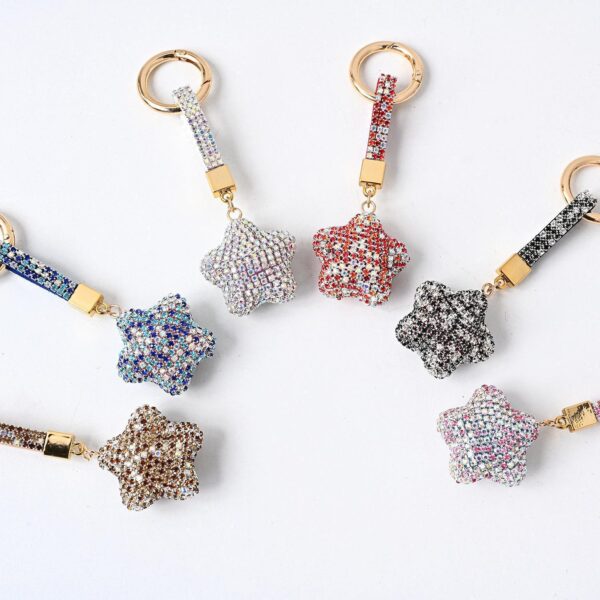 oly-8ddf4a40d75053efc1486b5481d057c3 Wholesale Trendy Rhinestone Star Heart Keychain Zinc Alloy Bag Charm Car Key Accessory Gift