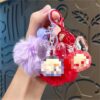 Wholesale Acrylic Cartoon Keychain Bag Charm - Yellow Hair Ball with Oil and Luminous Beads Trendy Gift Accessory OLY Exclusive