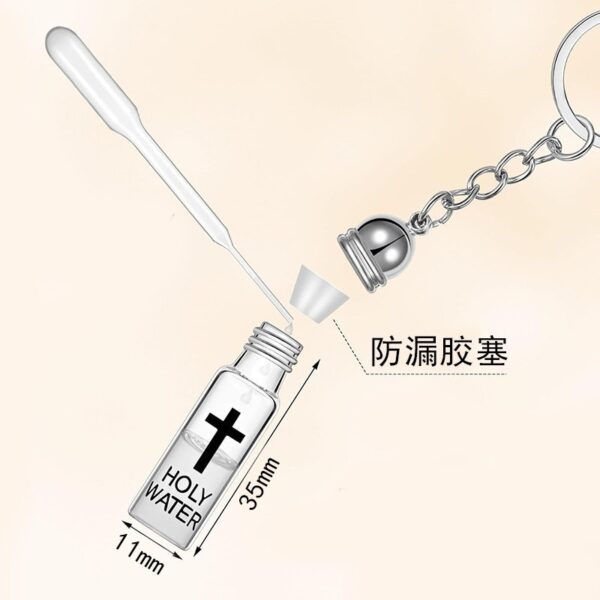 Wholesale Glass Cross Holy Water Bottle Keychain Pearl Pendant, Baptism Party Gift Accessory