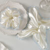 Wholesale Trendy White Satin Blue-Edge Large Intestine Hair Tie – Handmade Hair Accessory for Everyday Styling