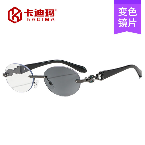 Wholesale Trendy Oval Frameless Sunglasses UV400 Gray Lens Gold Frame Fashion Accessory for Resale