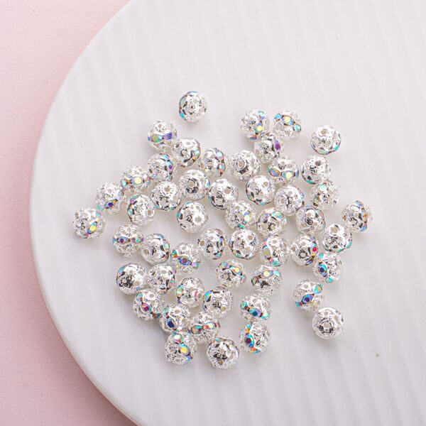 oly-8e1fc1effc43e41c68adf1bb6ab76d06 Wholesale Silver Electroplated Round Spacer Beads Plastic Resin DIY Jewelry Making and Car Keychain Accessories