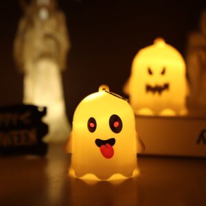 Warm light black eyes and tongue sticking out little ghost lamp