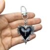 Wholesale Alloy Gothic Keychain Pendant Purple Heart Cross Design Fashion Accessory
