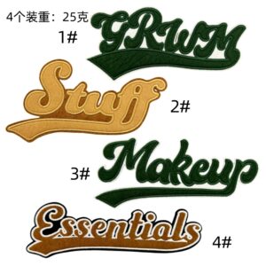English lettering cloth embroidery set of 4 pieces
