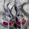 Wholesale Trendy Y2K Punk Butterfly Drop Earrings Zinc Alloy Electroplated Silver Gothic Hand Pendant Jewelry Accessory