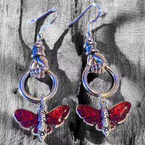 oly-8e43aa27f49dec47f8faf7c409647180 Wholesale Trendy Y2K Punk Butterfly Drop Earrings Zinc Alloy Electroplated Silver Gothic Hand Pendant Jewelry Accessory