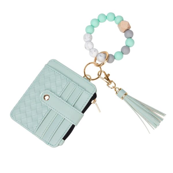 oly-8e505445120da4ebae909d7a82047448 Wholesale Pastoral PU Tassel Card Holder Wallet with Wrist Strap Keychain Chic Gift Accessory