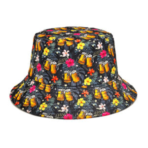 Wholesale Flower Beer Print Bucket Hat for Men Women Trendy Sun Protection Hat